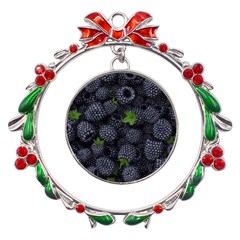 Blackberry Fruit, Fruit Metal X mas Wreath Ribbon Ornament