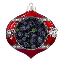 Blackberry Fruit, Fruit Metal Snowflake And Bell Red Ornament