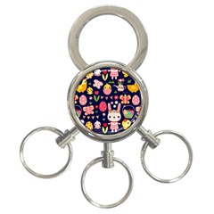 Bunny - Easter Pattern 3-Ring Key Chain