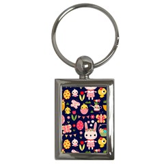 Bunny - Easter Pattern Key Chain (Rectangle)