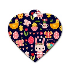 Bunny - Easter Pattern Dog Tag Heart (Two Sides)