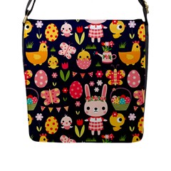 Bunny - Easter Pattern Flap Closure Messenger Bag (L)