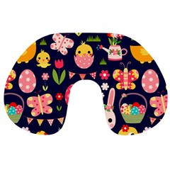 Bunny - Easter Pattern Travel Neck Pillow by kyorashop23