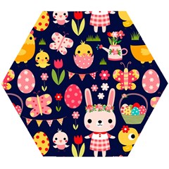 Bunny - Easter Pattern Wooden Puzzle Hexagon