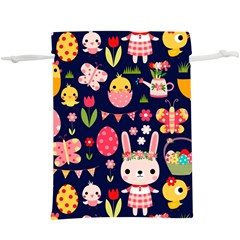 Bunny - Easter Pattern Lightweight Drawstring Pouch (XL)