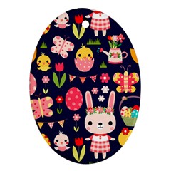 Bunny - Easter Pattern Ornament (oval) by kyorashop23