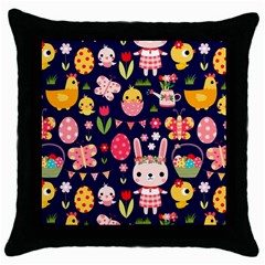 Bunny - Easter Pattern Throw Pillow Case (black)