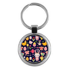 Bunny - Easter Pattern Key Chain (round)