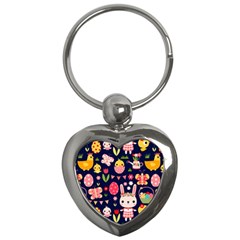 Bunny - Easter Pattern Key Chain (heart)