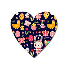 Bunny - Easter Pattern Heart Magnet