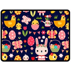 Bunny - Easter Pattern Two Sides Fleece Blanket (large)