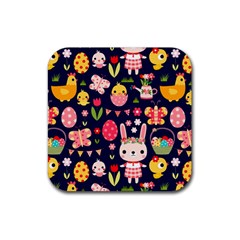 Bunny - Easter Pattern Rubber Coaster (square)