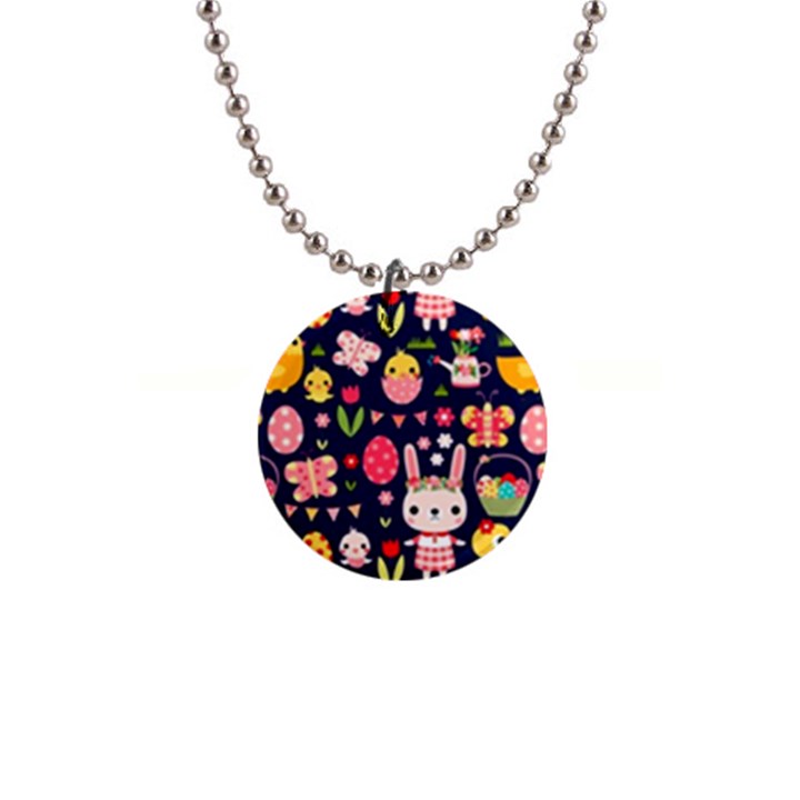 Bunny - Easter Pattern 1  Button Necklace