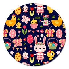 Bunny - Easter Pattern Magnet 5  (round)