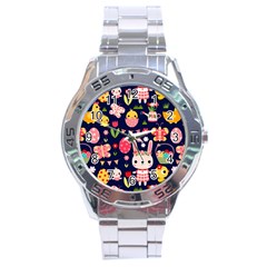 Bunny - Easter Pattern Stainless Steel Analogue Watch