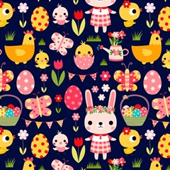 Bunny - Easter Pattern Play Mat (square) by kyorashop23