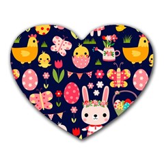 Bunny - Easter Pattern Heart Mousepad