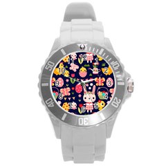 Bunny - Easter Pattern Round Plastic Sport Watch (l)