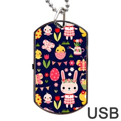 Bunny - Easter Pattern Dog Tag Usb Flash (one Side) by kyorashop23