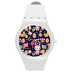 Bunny - Easter Pattern Round Plastic Sport Watch (m)