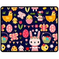 Bunny - Easter Pattern Two Sides Fleece Blanket (medium)