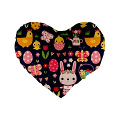 Bunny - Easter Pattern Standard 16  Premium Flano Heart Shape Cushions