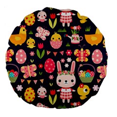 Bunny - Easter Pattern Large 18  Premium Flano Round Cushions