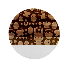 Bunny - Easter Pattern Marble Wood Coaster (round) by kyorashop23