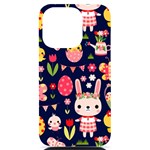 Bunny - Easter Pattern iPhone 14 Pro Black UV Print Case Front