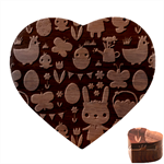 Bunny - Easter Pattern Heart Wood Jewelry Box Front