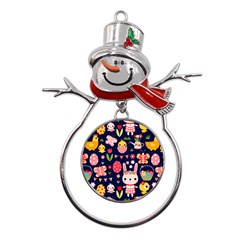 Bunny - Easter Pattern Metal Snowman Ornament