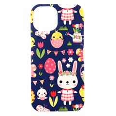 Bunny - Easter Pattern Iphone 15 Black Uv Print Pc Hardshell Case by kyorashop23