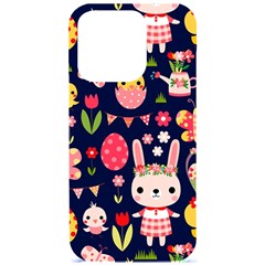 Bunny - Easter Pattern Iphone 15 Pro Black Uv Print Pc Hardshell Case by kyorashop23