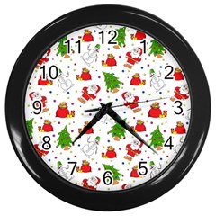 Christmas Pattern, Pattern, Christmas Wall Clock (black)