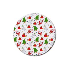 Christmas Pattern, Pattern, Christmas Rubber Round Coaster (4 Pack)