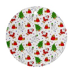 Christmas Pattern, Pattern, Christmas Round Ornament (two Sides)