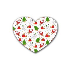 Christmas Pattern, Pattern, Christmas Rubber Heart Coaster (4 Pack)