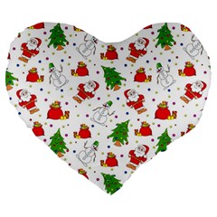 Christmas Pattern, Pattern, Christmas Large 19  Premium Heart Shape Cushions