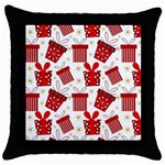 Christmas Texture, Pattern, Red, Craciun, Christmas, Bow, Gift Throw Pillow Case (Black) Front