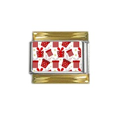 Christmas Texture, Pattern, Red, Craciun, Christmas, Bow, Gift Gold Trim Italian Charm (9mm)