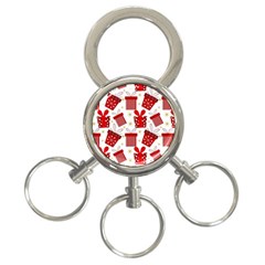 Christmas Texture, Pattern, Red, Craciun, Christmas, Bow, Gift 3-ring Key Chain