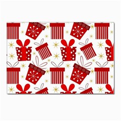 Christmas Texture, Pattern, Red, Craciun, Christmas, Bow, Gift Postcards 5  X 7  (pkg Of 10)