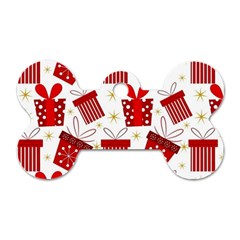 Christmas Texture, Pattern, Red, Craciun, Christmas, Bow, Gift Dog Tag Bone (one Side)