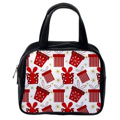 Christmas Texture, Pattern, Red, Craciun, Christmas, Bow, Gift Classic Handbag (one Side)