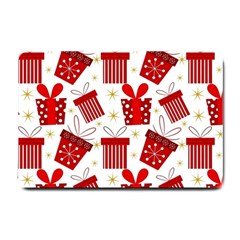 Christmas Texture, Pattern, Red, Craciun, Christmas, Bow, Gift Small Doormat