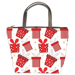 Christmas Texture, Pattern, Red, Craciun, Christmas, Bow, Gift Bucket Bag