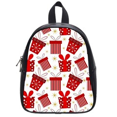 Christmas Texture, Pattern, Red, Craciun, Christmas, Bow, Gift School Bag (small) by kyorashop23