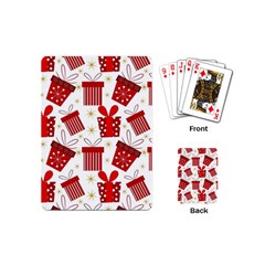 Christmas Texture, Pattern, Red, Craciun, Christmas, Bow, Gift Playing Cards Single Design (mini)