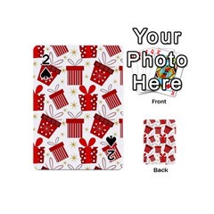 Christmas Texture, Pattern, Red, Craciun, Christmas, Bow, Gift Playing Cards 54 Designs (mini) by kyorashop23