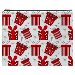 Christmas Texture, Pattern, Red, Craciun, Christmas, Bow, Gift Cosmetic Bag (xxxl)